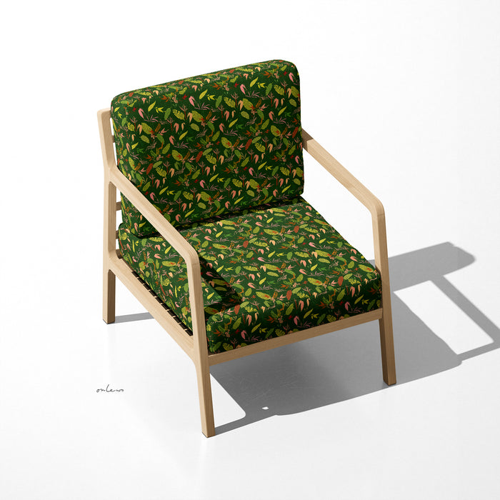 'PERANAKAN PEACOCK /MILLION GREENS' Velvet Upholstery Fabric