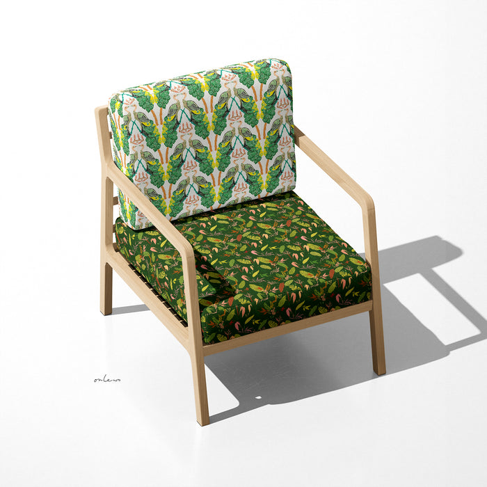 'PERANAKAN PEACOCK /MILLION GREENS' Velvet Upholstery Fabric