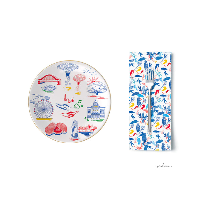 ‘SINGAPORE BLOOM’ Plate & Napkin Gift Set