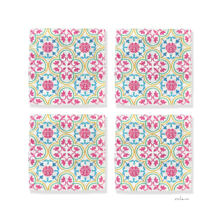 ‘DOUBLE HAPPINESS – PERANAKAN TILE’ Fabric Coasters
