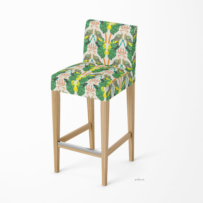 'PERANAKAN PEACOCK /MILLION GREENS' Velvet Upholstery Fabric