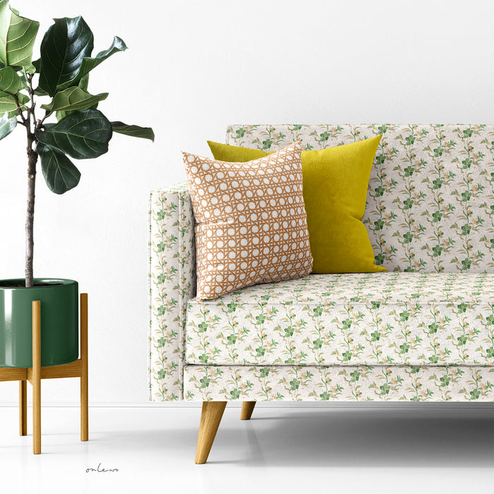 'ORCHID BATIK / RATAN WEAVE / MILLION GREENS' Velvet Upholstery Fabric