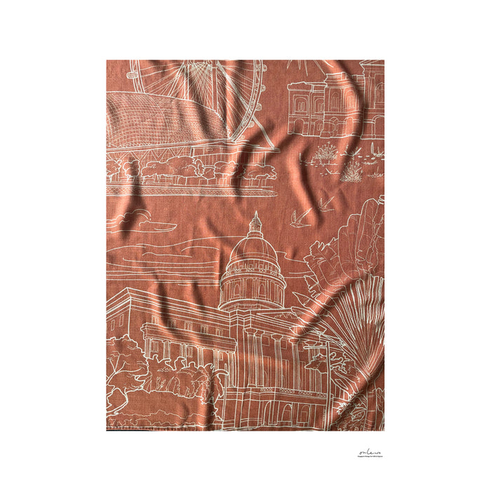 'Singapore Creative Pulse' Silk Wool Shawl (DOUBLE-SIDED)