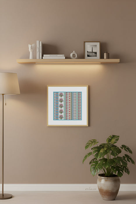 'PERANAKAN FLORAL TILE' Framed Print