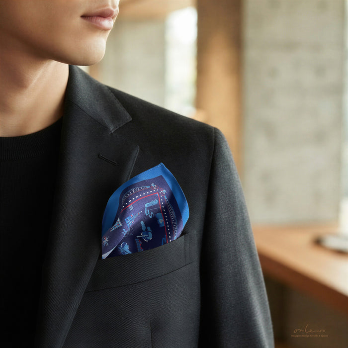 'SINGAPORE RIVER' Silk Pocket Square