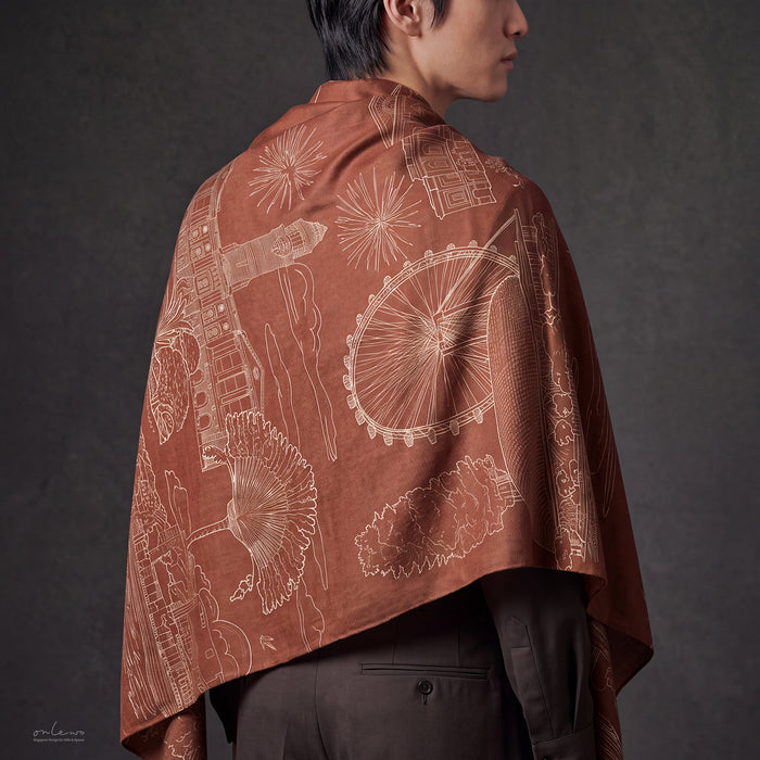 'The Singapore Pulse' Silk Wool Shawl (DOUBLE-SIDED)