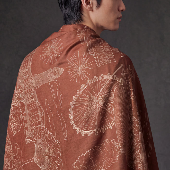 'The Singapore Pulse' Silk Wool Shawl (DOUBLE-SIDED)