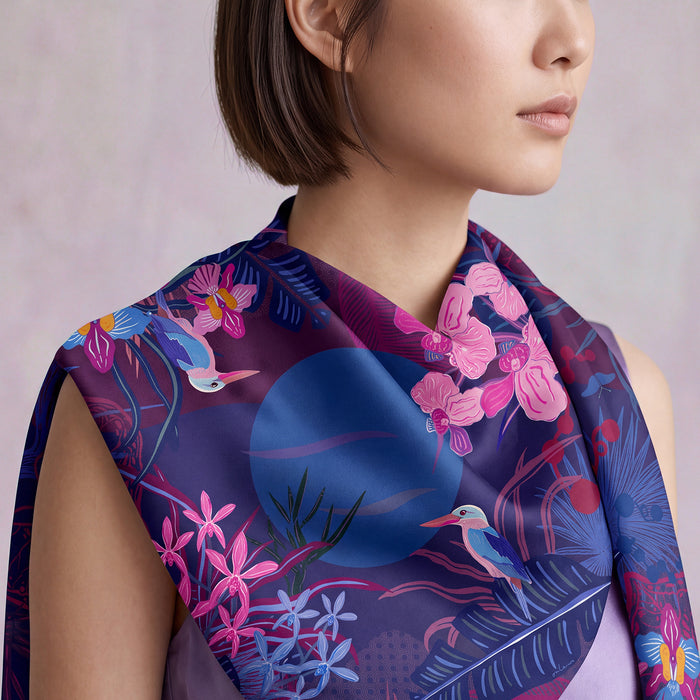 'Singapore Orchid Grace' PRE-ORDER Silk scarf (double sided)