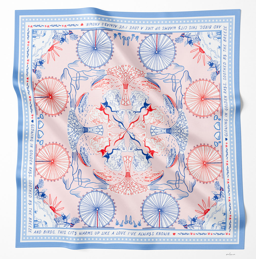 DOWTOWN' Silk Scarf | Singapore Gifts & Souvenirs | Onlewo