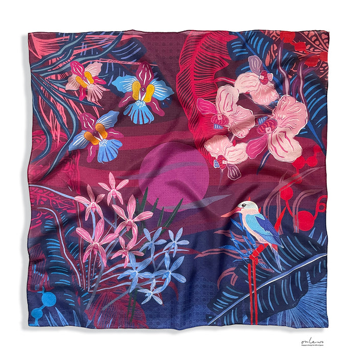 'Singapore Orchid Grace' Jacque silk cotton square