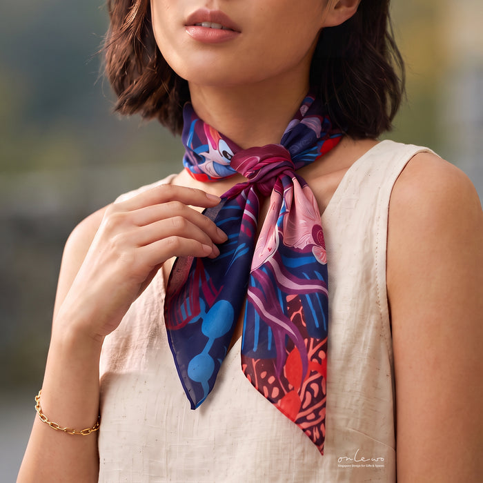 'Singapore Orchid Grace' Jacque silk cotton square