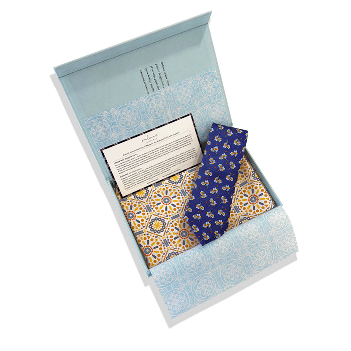'VANDA MISS JOAQUIM & KUEH TILE' Silk Tie & Pocket Square Gift Set