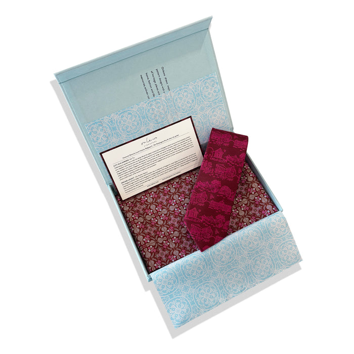 'CITY IN THE GARDEN & ORCHID LEGACY' Silk Tie & Pocket Square Gift Set